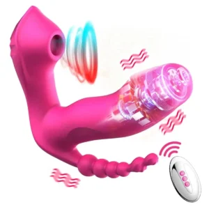 3 IN 1 Clitoris Sucker Sucking Vibrator Anal Beads Stimulator Wearable Oral Vaginal Vibrators Dildo for Women Heating Sex Toys