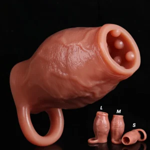 Dick Sleeve Enlargement Lock Sperm Dildo Penis Ring Adult Men Sex Toys Enlarged Thick Cock Sleeve Soft Silicone Male 18 Sexy Toy