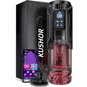 KUSHOR APP LED Automatic Male Masturbator Cup Vagina Masturbation Telescopic Rotation Blowjob Penis Pump Adult Sex Toys For Men