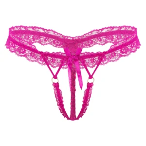Gay Mens Sissy Lingerie Sexy See-through Frilly Lace Crotchless G-string T-back Thongs Underwear Exotic Sex Briefs Underpants
